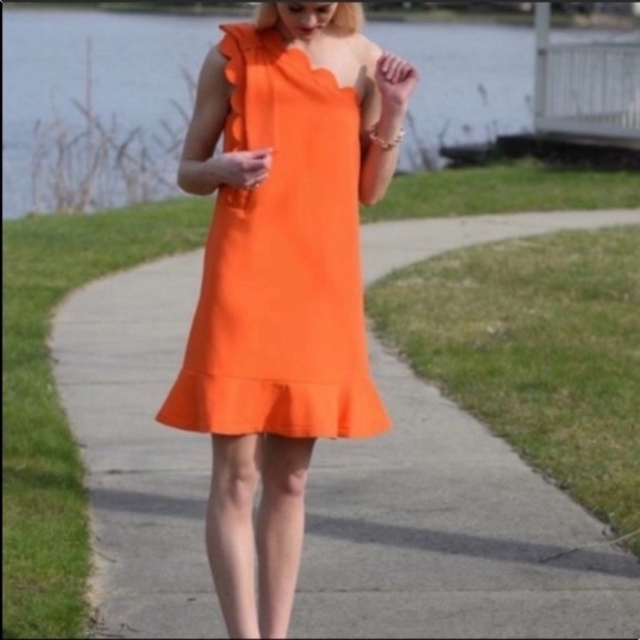 Victoria Beckham one shoulder scallop trim dress S - Picture 10 of 12